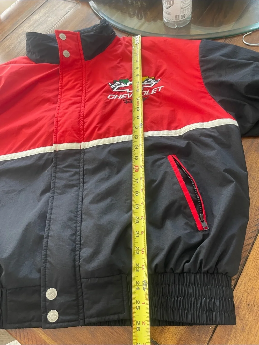 Vintage NASCAR Chevrolet logo racing Jacket size Large Y2K bomber red black